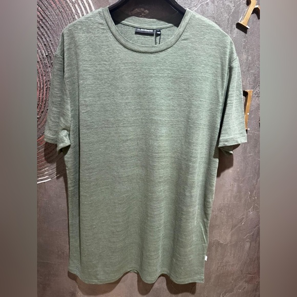 J.Lindeberg Olive Short Sleeve linen Tee size L NWT - Picture 3 of 5